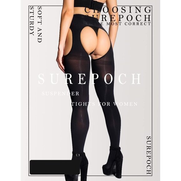 Suspender Tights for Women Plus Size Garter - Black&white Two Pirs - Picture 2 of 5